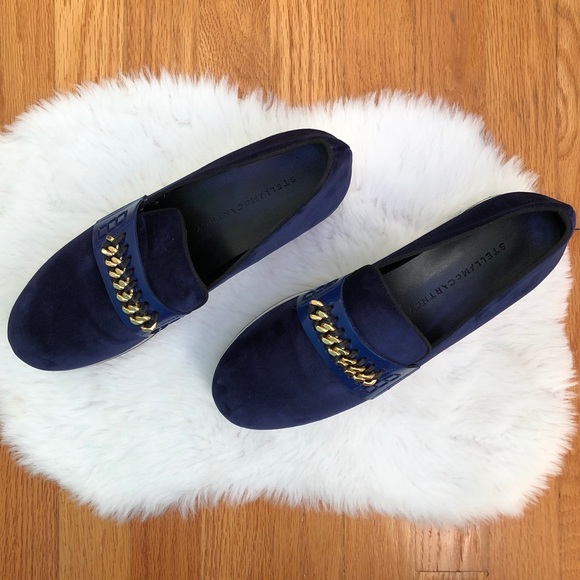 Used Stella McCartney velvet shoes size 11 navy - Picture 2 of 5